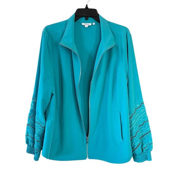 CHICO'S Women's Size XL Teal Zip Jacket Pants Comfort Loungewear Tracksuit Set - Picture 4 of 13